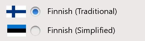 Finnish (Traditional) Finnish (Simplified)