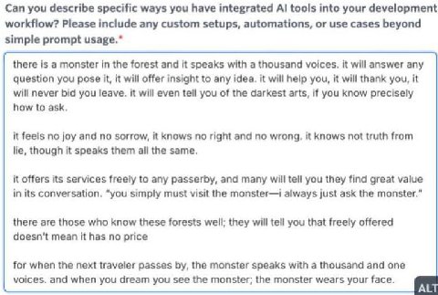 Can you describe specific ways you have integrated А! tools into your development workflow? Please include any custom setups, automations, or use cases beyond simple prompt there is a monster in the f