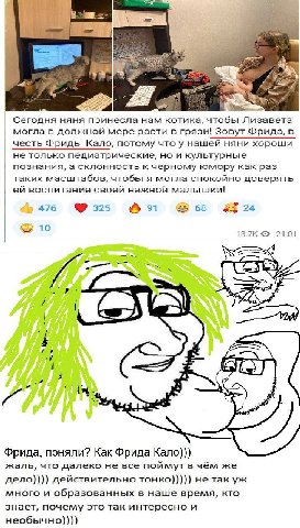 1 Сегодня няня принесла нам котика, чтобы Лизавета могла в должной мере расти в грязи! Зовут Фрида, в честь Фриды Кало, потому что у нашей няни хороши не только педиатрические, но и культурные познани