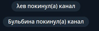 Лев покинул(а) канал Бульбина покинул(а) канал