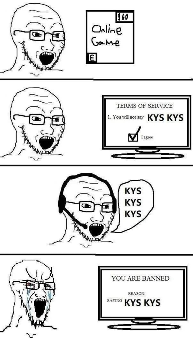 Game TERMS OF SERVICE 1. You will not say KYS KYS Ее YOU ARE BANNED 4/ REASON: KYS KYS