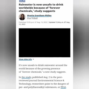 Rainwater is no longer safe to. drink anywhere on Earth, due to forever chemicals a new study suggests. Safe to Drink, Study Says es now unsafe to drink rainwater around the worldwide because of ‘fore