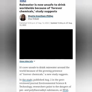 Rainwater is no longer safe to. drink anywhere on Earth, due to forever chemicals a new study suggests. Safe to Drink, Study Says es now unsafe to drink rainwater around the worldwide because of ‘fore