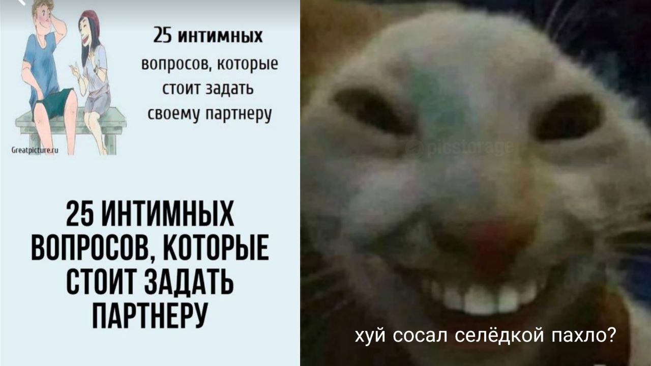 25 интимных вопросов, которые стоит задать своему партнеру 25 ИНТИМНЫХ ВОПРОСОВ, КОТОРЫЕ СТОИТ ЗАДАТЬ ПАРТНЕРУ хуй сосал селёдкой пахло?