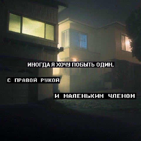 ИНОГДА ПОБЫТЬ ОДИН, С ПРАВОЙ РУКОЙ И МАЛЕНЬКИМ ЧЛЕНОМ