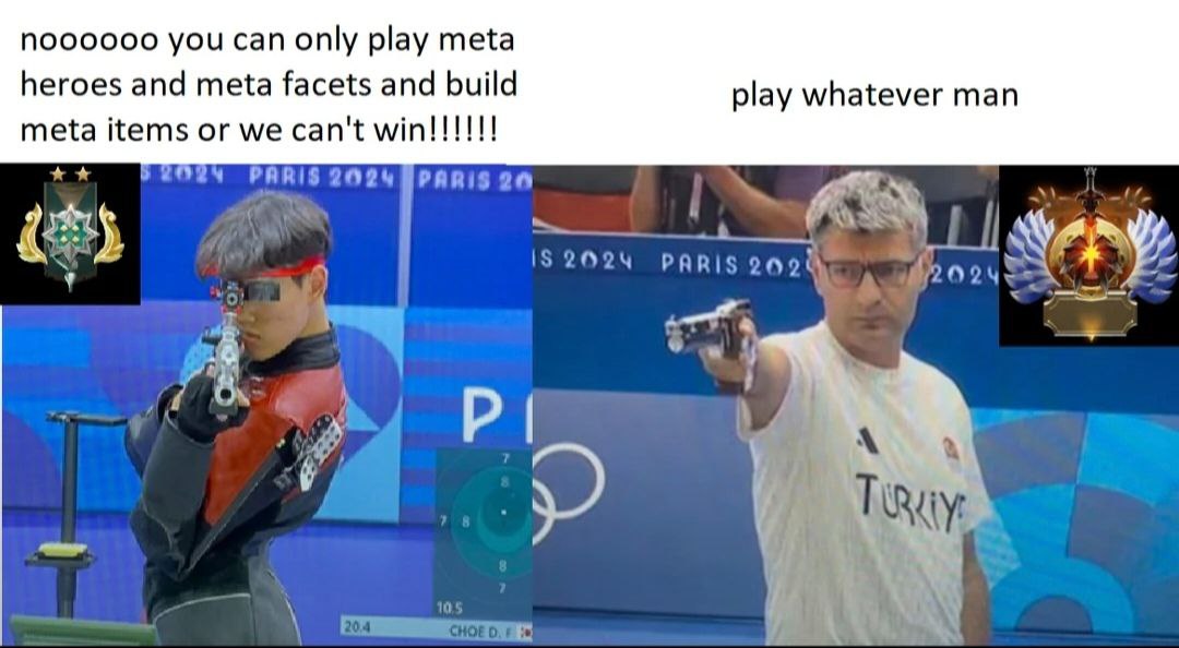 noooooo you can only play meta heroes and meta facets and build play whatever man meta items or we can't PARIS 9024 on у 15 PARIS 2028 NGF ert i 1 А 4 a и