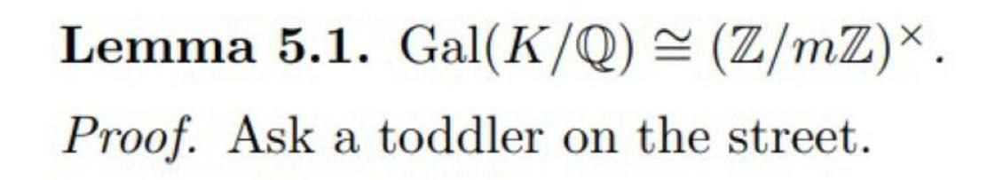 Lemma 5.1. Gal(K/Q) Proof. Ask a toddler on the street.