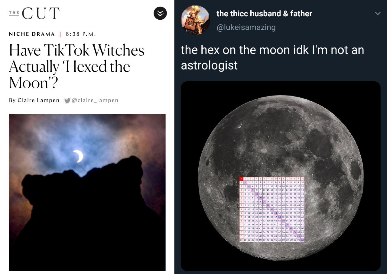 СИТ the husband father NICHE DRAMA 6:38 @lukeisamazing Have TikTok Witches the hex on the moon idk not an Actually ‘Hexed the astrologist Moon’? Claire Lampen