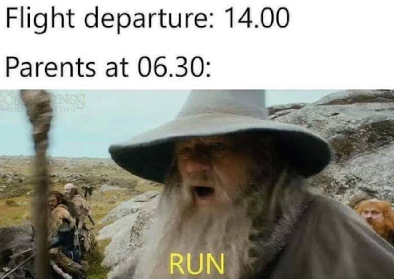 Flight departure: 14.00 0: Parents at 06.3 54 RUN