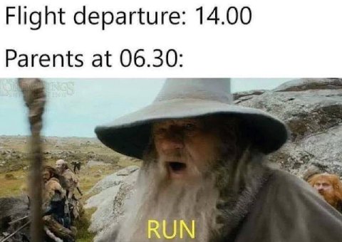 Flight departure: 14.00 0: Parents at 06.3 54 RUN