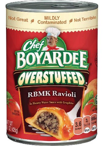 MILDL Not Great ntaminated Not Terrible OYARDEF RBMK Ravioli Hearty Water Sauce with Graphite