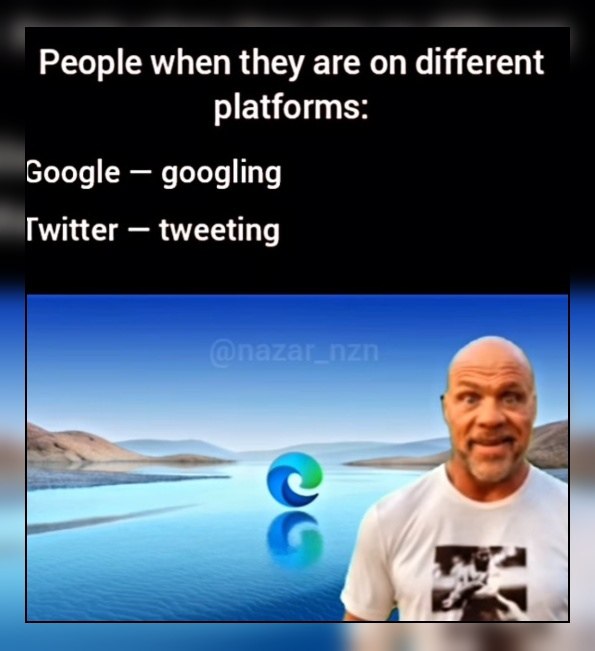 People when they are on different platforms: Google googling Twitter tweeting