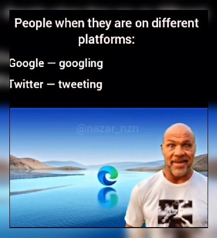 People when they are on different platforms: Google googling Twitter tweeting