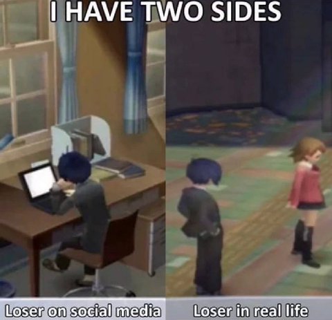 HAVE TWO SIDES Loser media Loser in real life