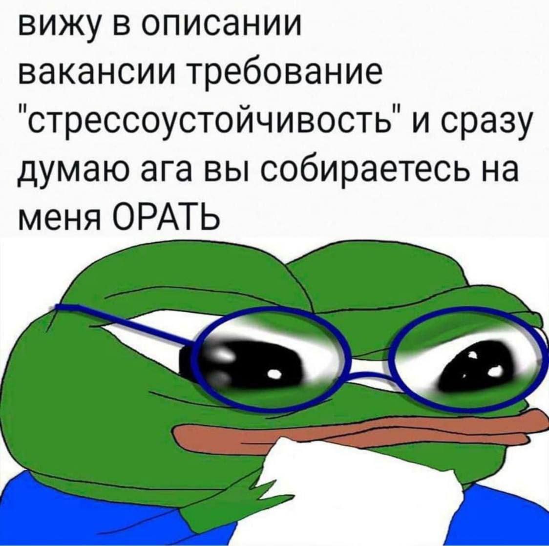 вижу в описании вакансии требование "стрессоустойчивость" и сразу думаю ага вы собираетесь на меня ОРАТЬ