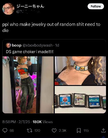 ppl who make jewelry out of random shit need to die boop @xboxbodywash choker i 4 2/7/25 Views 66 120 15