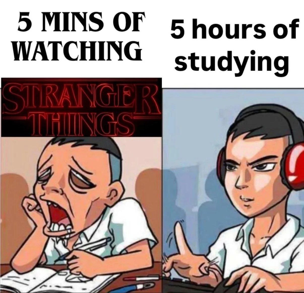 5 MINS OF 5 hours of WATCHING studying