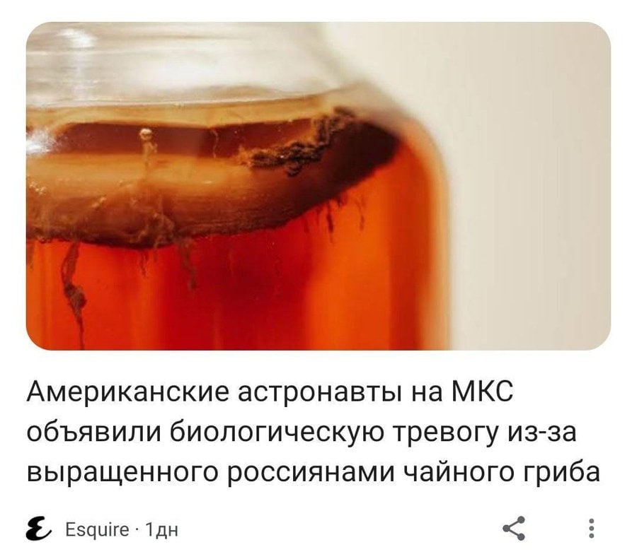 Американские астронавты на МКС объявили биологическую тревогу из-за выращенного россиянами чайного гриба