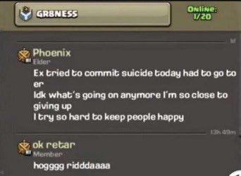 Phoenix tried to commit suicide today had to to idk going on so close to giving up so hard to keep happy гебаг riddda aaa