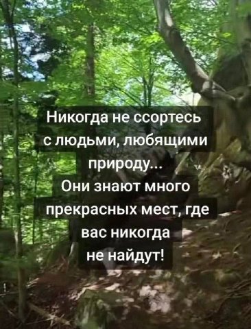 «а We as Никогда не ссортесь слюдьми, любящими a природу Они знают много прекрасных мест, где вас никогда He найдут!