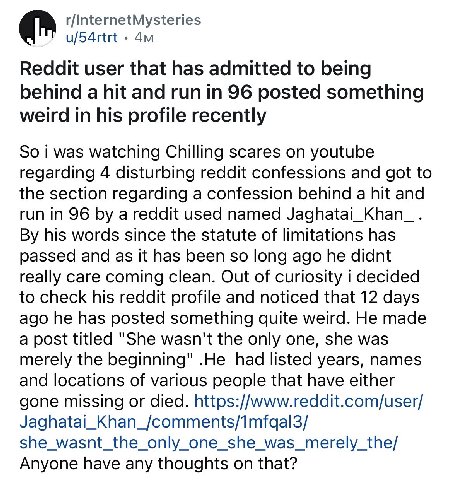 "erm, what the sigma, here is a dude who just confessed to several murders on Reddit, BUT WHAT YOU THINK ABOUT IT?????????"