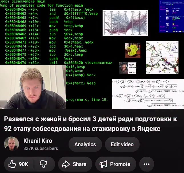 inp of вззепьег code for function main: onosoasseb crise: push ее eae Развелся с женой и бросил 3 детей ради подготовки к 92 этапу собеседования на стажировку в Яндекс м Khanil ki Analytics Edit video