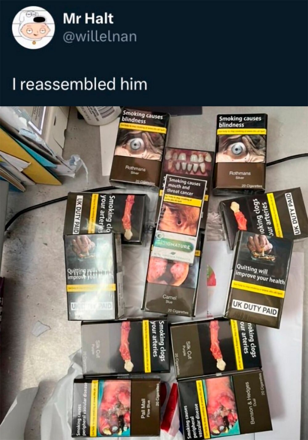 Halt reassembled him Smoking caus, Smoking causes 88 У» я В о will 9 Wee 5