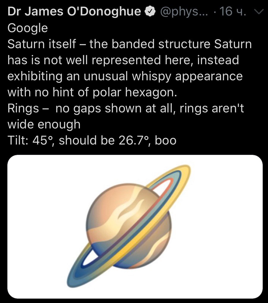 James O'Donoghue Google Saturn itself the banded structure Saturn has is not well represented here, instead exhibiting an unusual whispy appearance with no hint of polar hexagon. Rings no gaps shown a