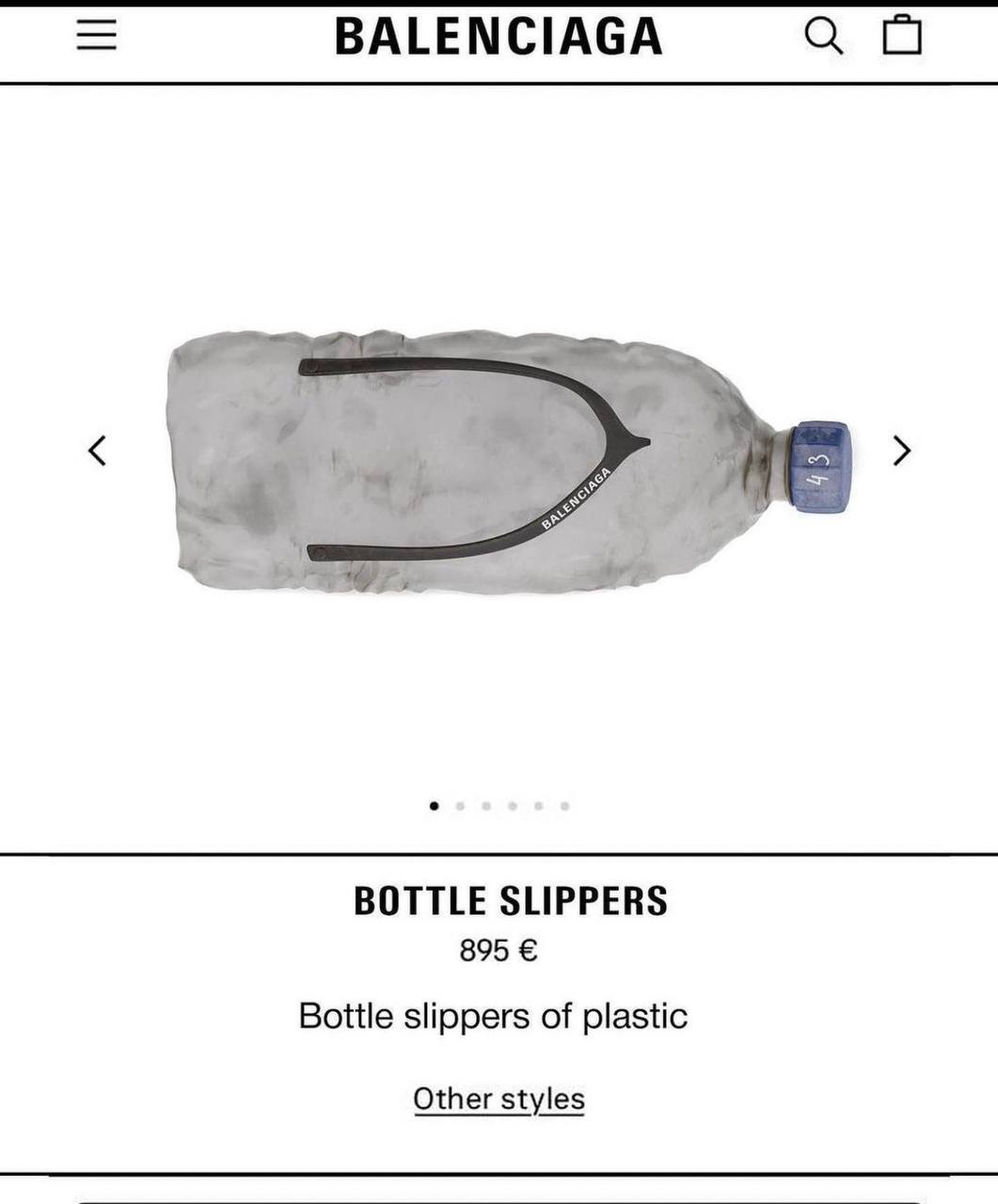 BALENCIAGA BOTTLE SLIPPERS 895 Bottle slippers of plastic Other styles