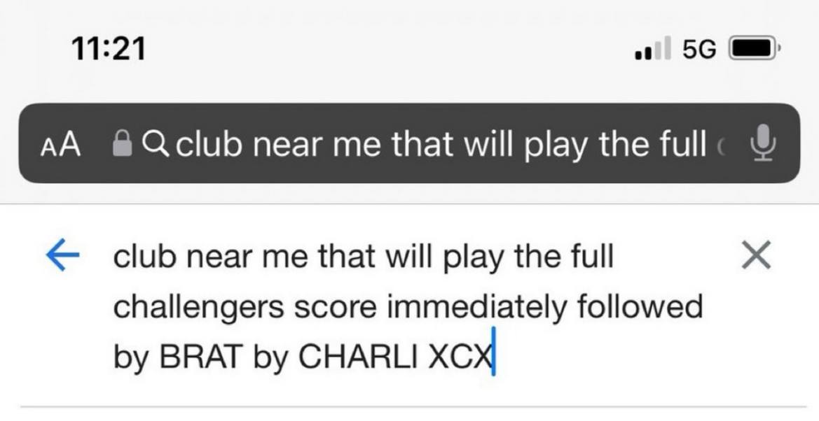 near me that will play the full club near me that will play the full challengers score immediately followed BRAT CHARLI
