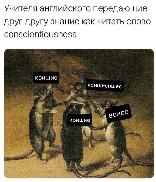 Учителя английского передающие друг другу знание как читать слово conscientiousness коншие коншиеншес A коншие Be