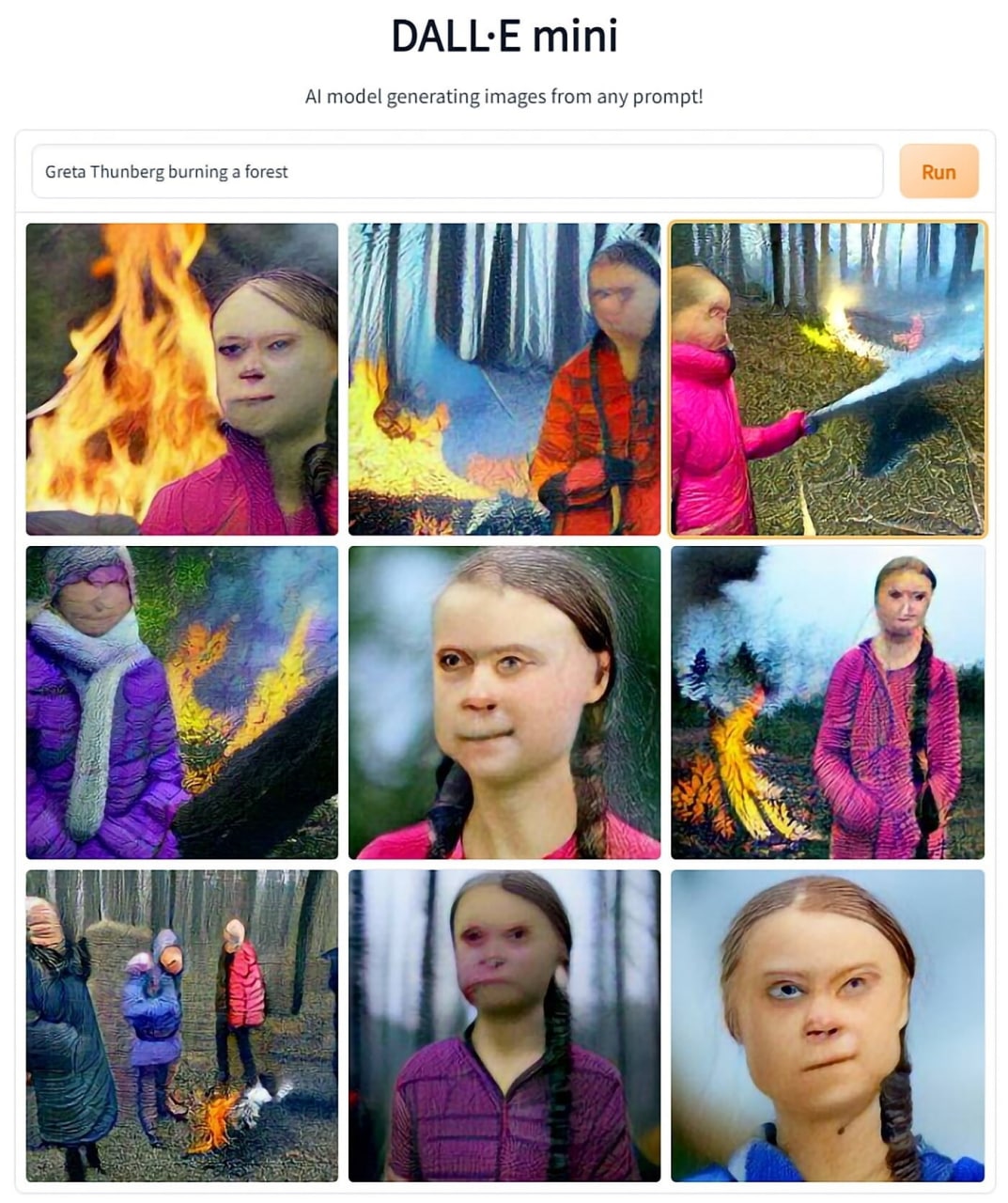 mini model generating images from any prompt! Greta Thunberg burning a forest Run У <2 2 #1