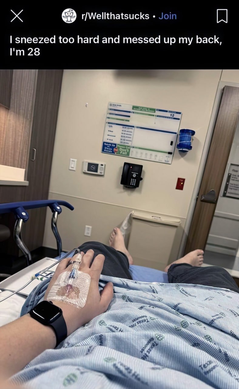 r/Wellthatsucks sneezed too hard and messed up back, 28 hig