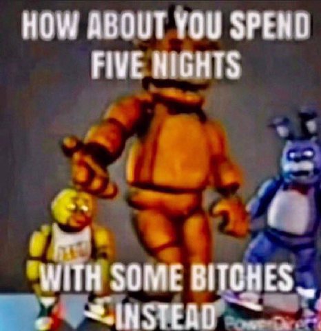 HOW ABOUT YOU SPEND FIVE NIGHTS WITH SOME BITCHES