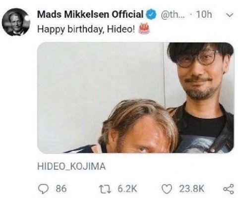 Mads Mikkelsen Official a Happy birthday, Hideo! НОЕО_КОЛМА О 86