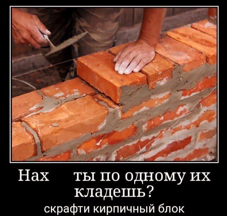 9 Нах ты по одному кладешь? скрафти кирпичный блок