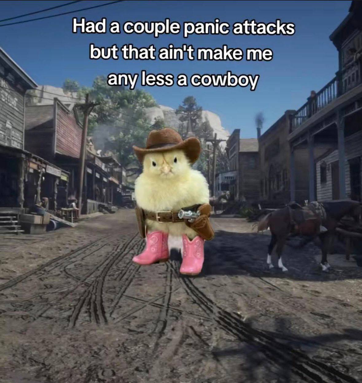 Had a couple panic attacks but that ain't make me any less а cowboy