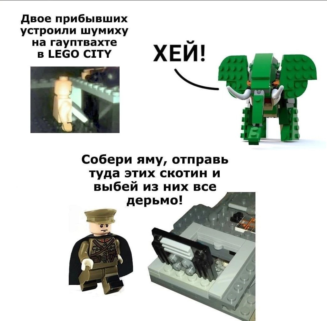 Двое прибывших устроили шумиху на гауптвахте в LEGO CITY ХЕЙ! Собери яму, отправь туда этих скотин и выбей из них все дерьмо!