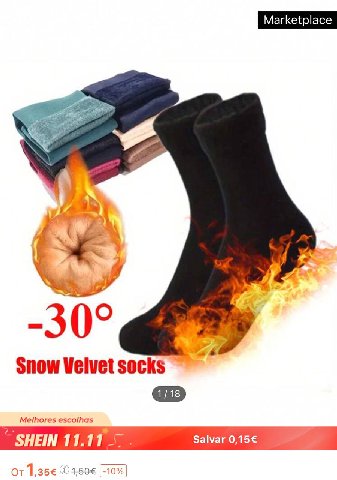 -30° Snow Velvet socks Melhores escolhas SHEIN Salvar 0,15€ Or 1,35€ (-10%]