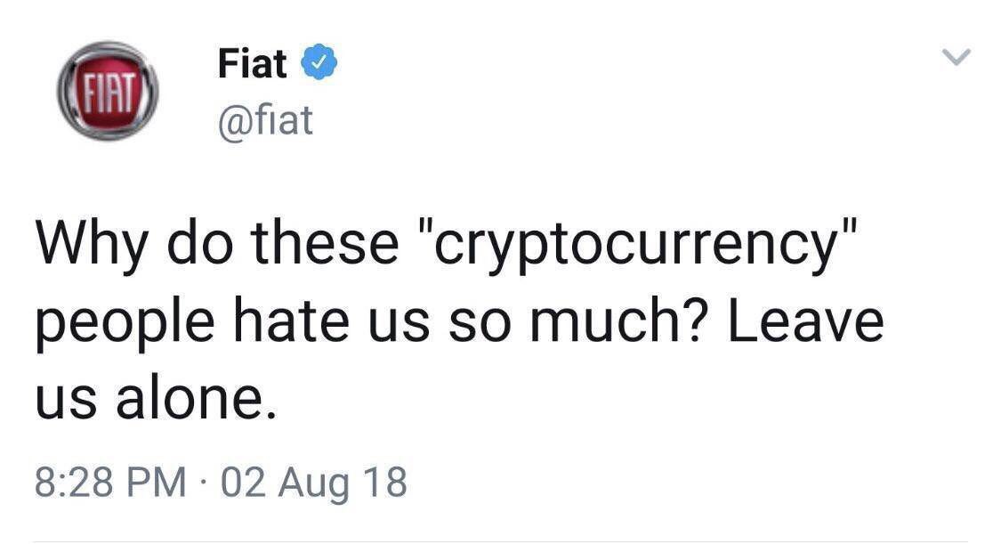 Fiat @fiat Why these people hate so much? Leave alone. 8:28 02 Aug 18