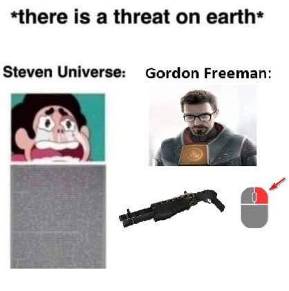 *there is a threat on earth* Steven Universe: Gordon Freeman: