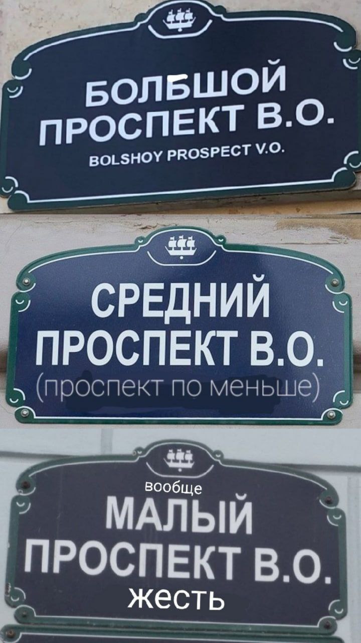 БОЛБШОЙ ПРОСПЕКТ В.О. BOLSHOY PROSPECT 24 СРЕДН ПРОСПЕКТ В.О. i (проспект меньше) вообще МАЛЫЙ СПЕКТ В.О. жесть