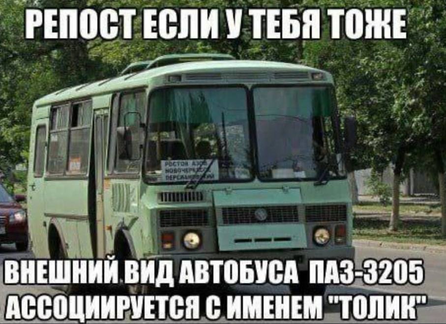 РЕПОСТ ЕСЛИ УТЕБЯ ТОЖЕ ВНЕШНИЙ ВИД АВТОБУСА АССОЦИИРУЕТСЯ С ИМЕНЕМ "ТОЛИК`