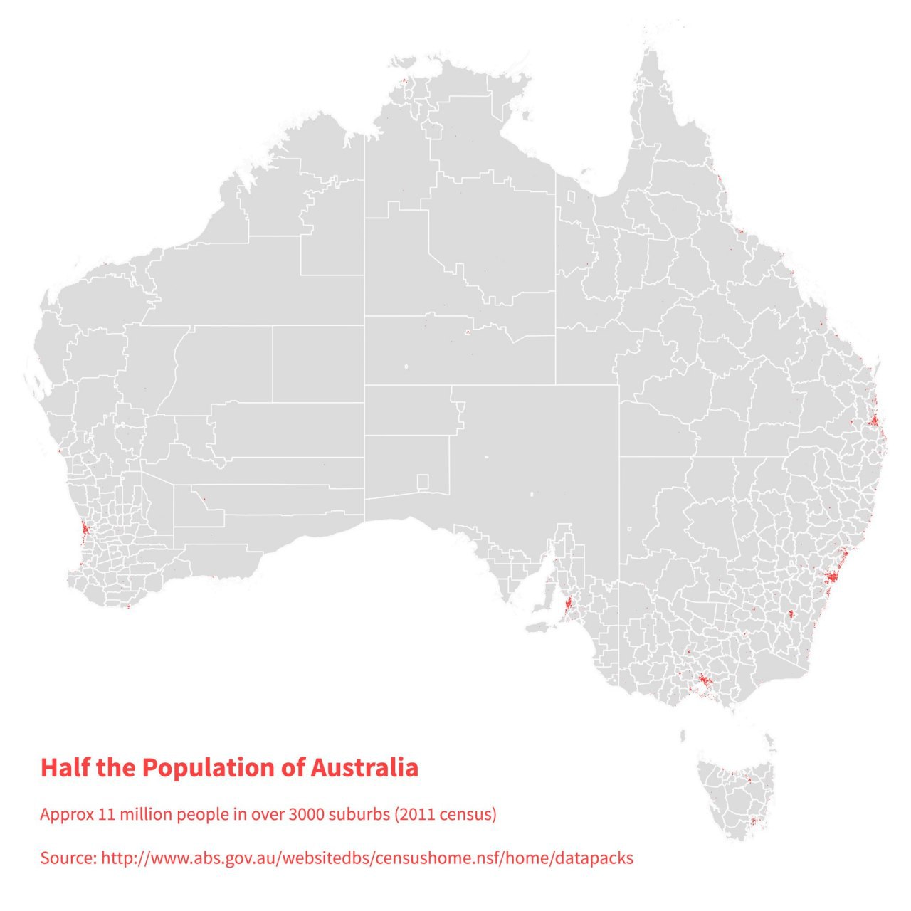 к Half the of Australia Approx 11 million people in over 3000 suburbs (2011 census) Source: http://www.abs.gov.au/websitedbs/censushome.nsf/home/datapacks