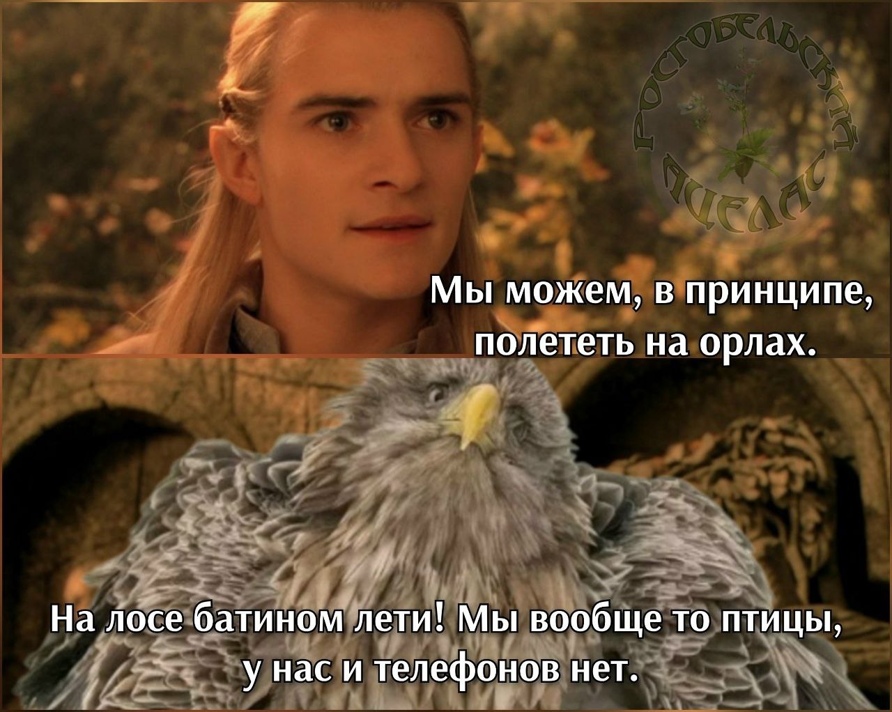 Мы можем, в принципе, полететь на орлах. На лосе батином лети! Мы вообще то птицы, у нас и телефонов нет.