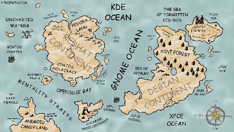 DEDOIMEDO.COM KDE THE SEA RAZOR BAY OF FORGOTTEN UNITy SEA UNCHARTED ОСЕАМ DISTROS WATERS orh* DEATH ZONE SELINUX prey МЕРЕ FORTRESS 2% PUPPY MATING а SEA BAY at 4 4 GENTOO PIRATES CAPE POLINUXOS 4 MI