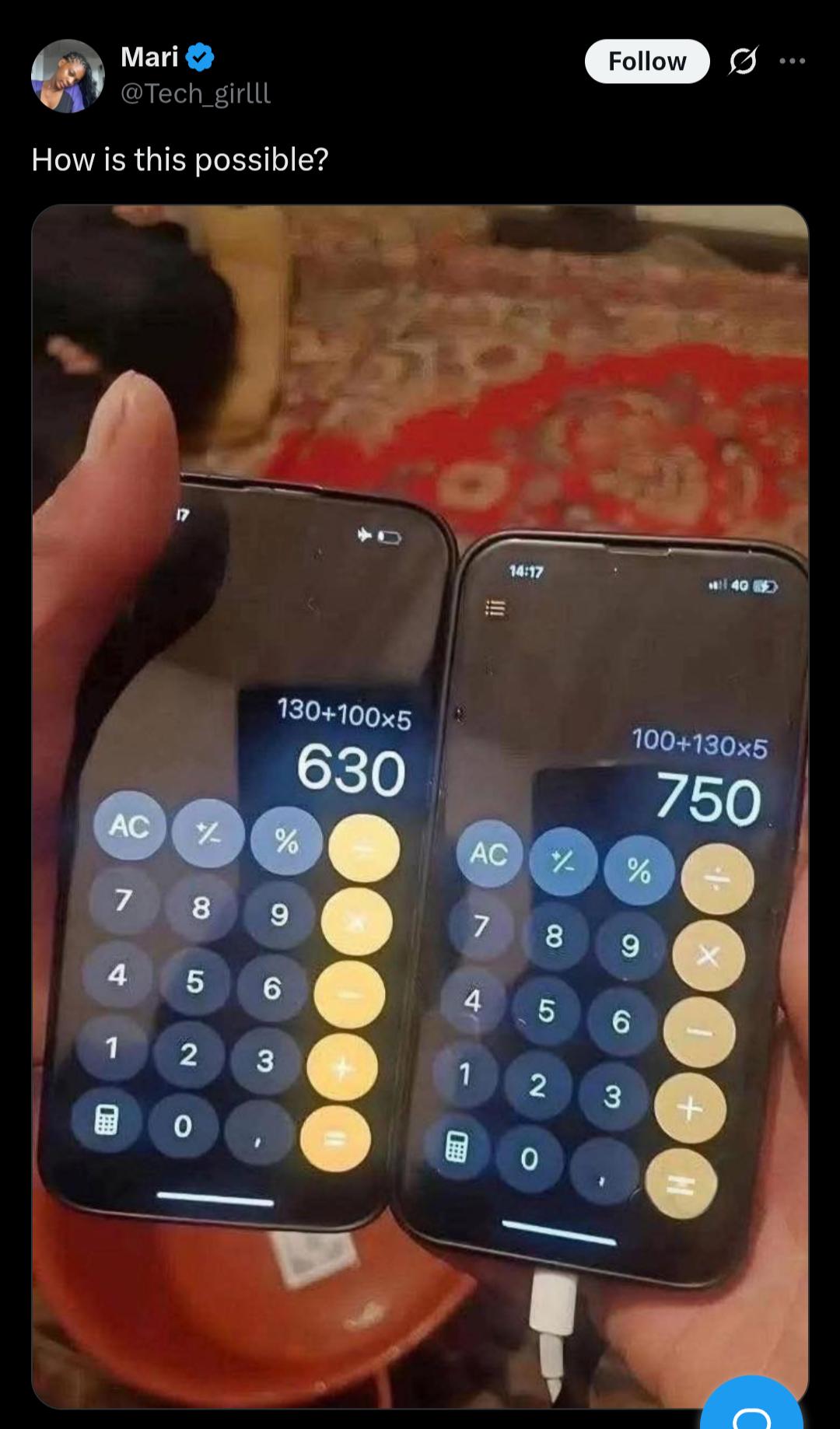 Mari How is this possible? 14:17 40 630 8 5 7 8 9 2 4 5 6