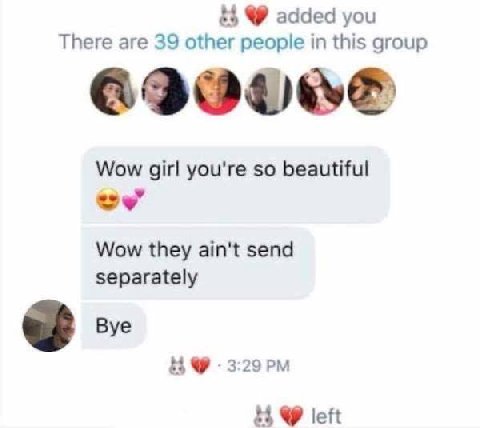 £3 added you There are 39 other people in this group Wow girl you're so beautiful Wow they ain't send separately left