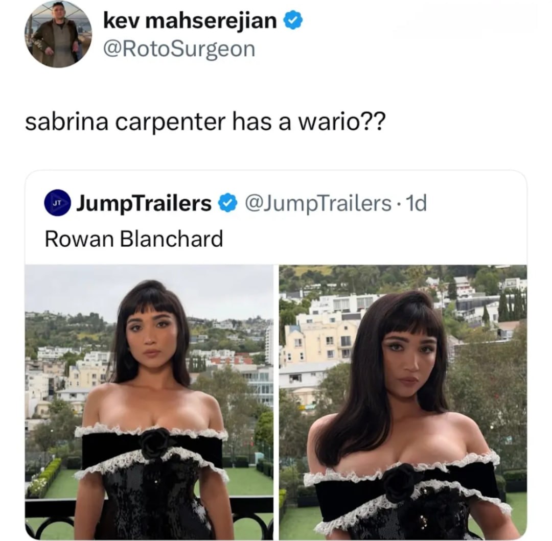kev mahserejian @RotoSurgeon sabrina carpenter has a wario?? JumpTrailers Rowan Blanchard и