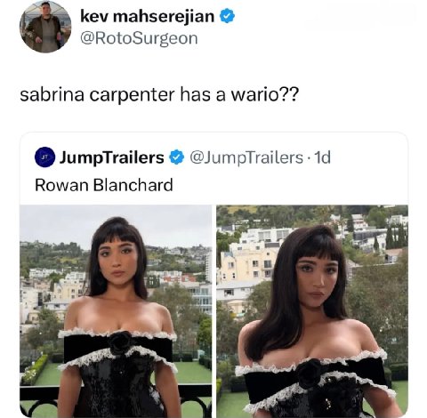 kev mahserejian @RotoSurgeon sabrina carpenter has a wario?? JumpTrailers Rowan Blanchard и